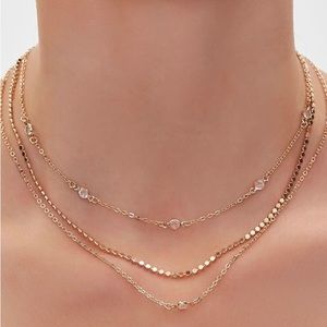 Forever 21 Faux gem layered chain necklace